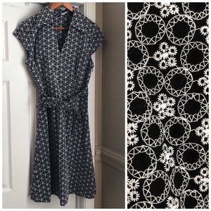 LOFT Black and White Patterned Dress